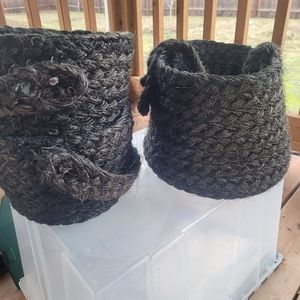 Vintage set of 3 hand woven baskets  made of Hair from a Horse's Tail